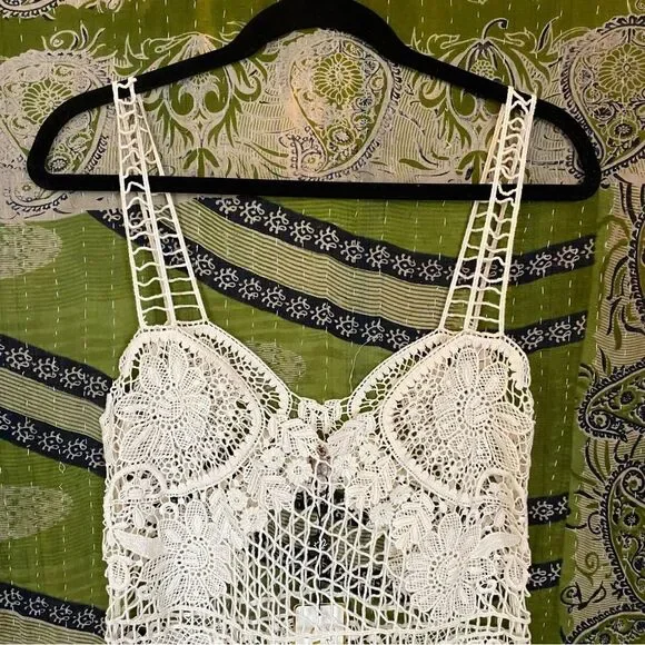 NWT For Love & Lemons Ivory Maldives Crochet Mini Dress/ Cover-Up Size Medium - Picture 11 of 15